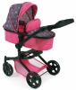 Poppenwagen Mika combi (grijs/roze/ster)