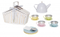 Rieten picknickmand+theeservies (pastel)