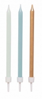 Taartkaarsje blauw/goud (12 st.)