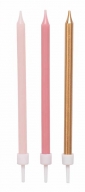 Taartkaarsje roze/goud (12 st.)